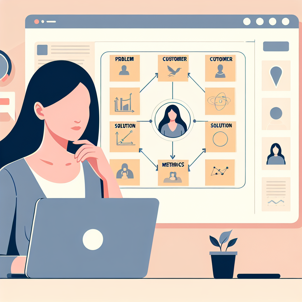 Founder mapping a lean business model canvas with iterative learning loop