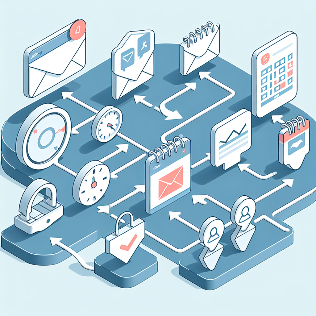 Isometric automation workflow connecting email, CRM, calendar, social posts, and analytics