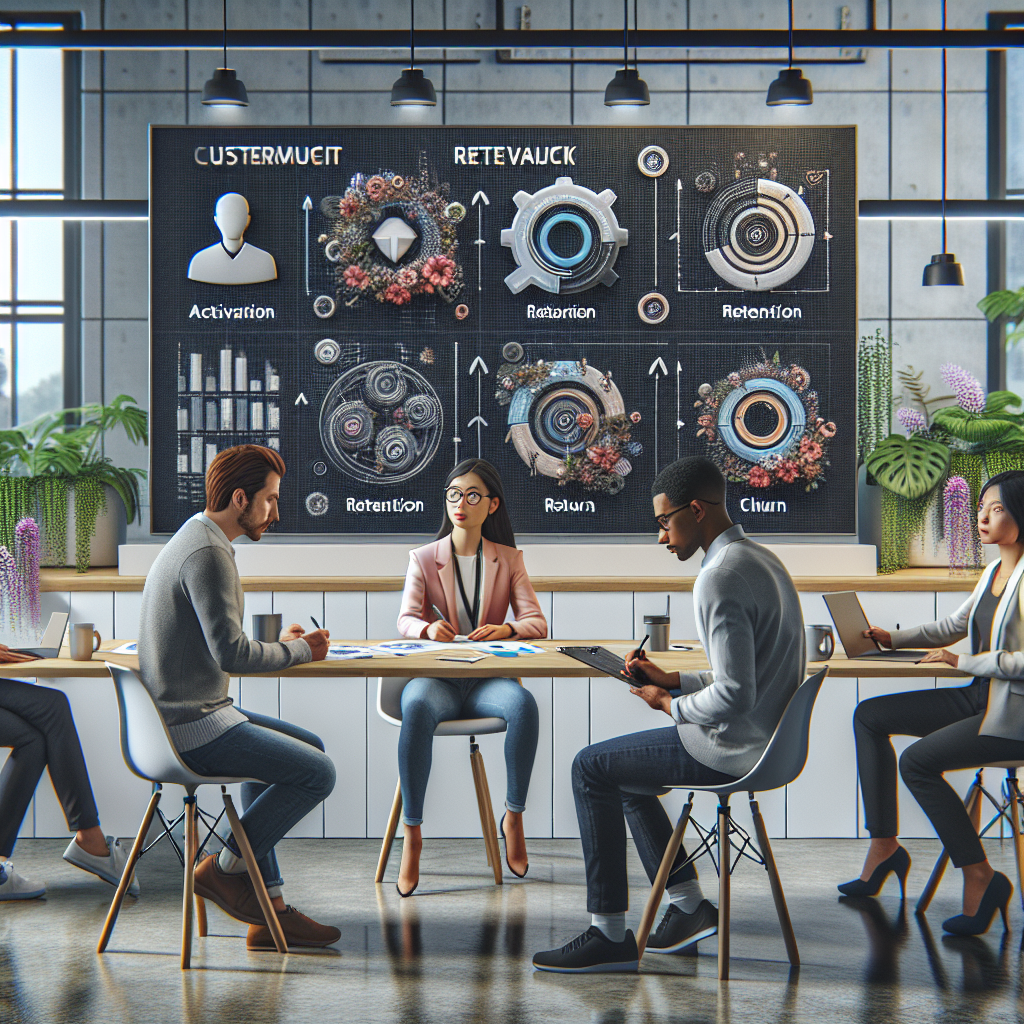 Startup team conducting customer interviews and reviewing product metrics on a whiteboard